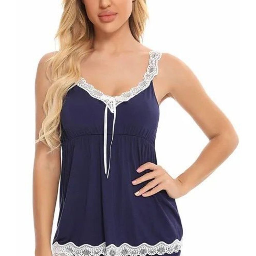NWT Womens Aranee Navy Blue Lounge Sleep Cami Tank Top -  Sz S